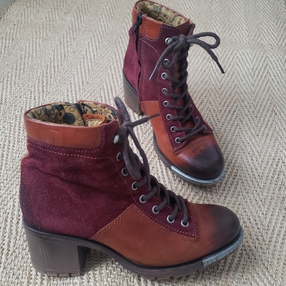 Fly London Shoes | Fly London Dark Red Suede Leather Biker Boots Sz 40 | Color: Red | Size: 40 | Shortyivon's Closet
